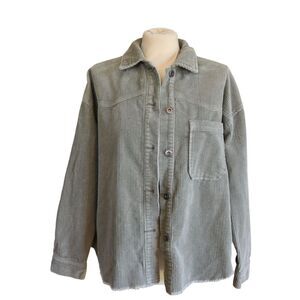 Zara Oversized Boxy Corduroy Shacket Women’s Sage Green Button-Up Shirt Jacket M